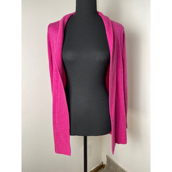 Talbots Women's Pure Merino Wool Knit Casual Classic Open Cardigan Fuchsia XS - Picture 1 of 7